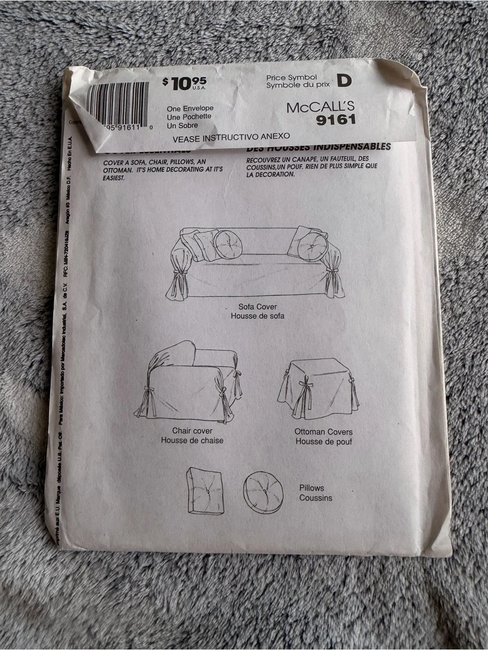 McCall's Home Decorating Sofa & Chair Cover Pattern in Blue and Green